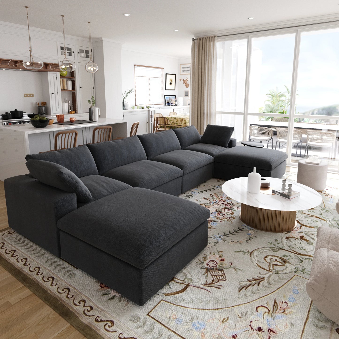 Sdorens Modular Convertible Cloud Couch U Shaped Sofa
