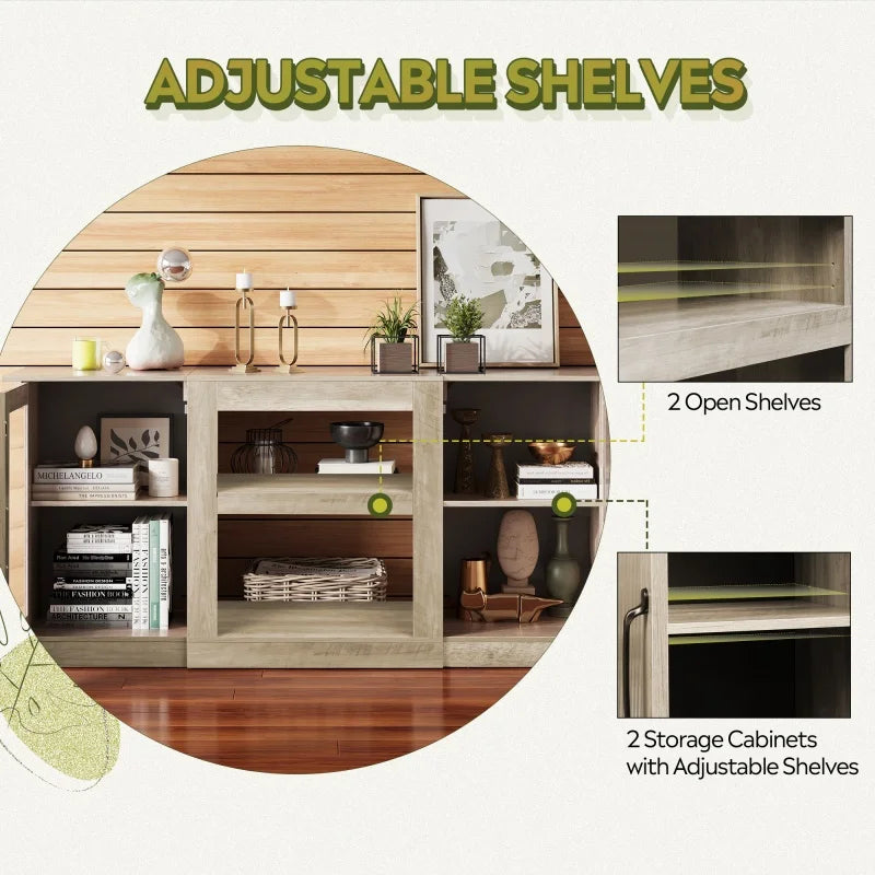 GALAXHERO TV Stand Console Cabinet With Storage Shelves