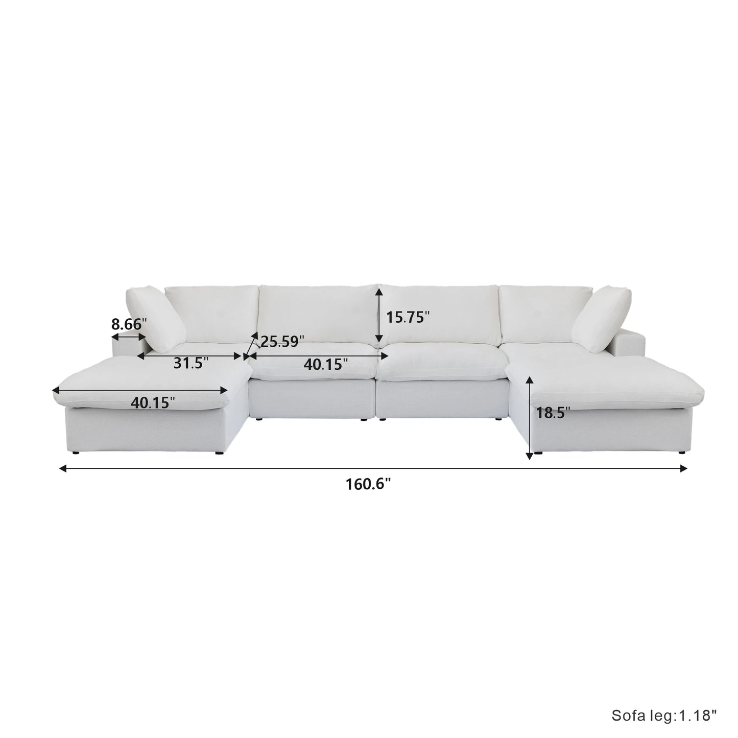 Sdorens Modular Convertible Cloud Couch U Shaped Sofa