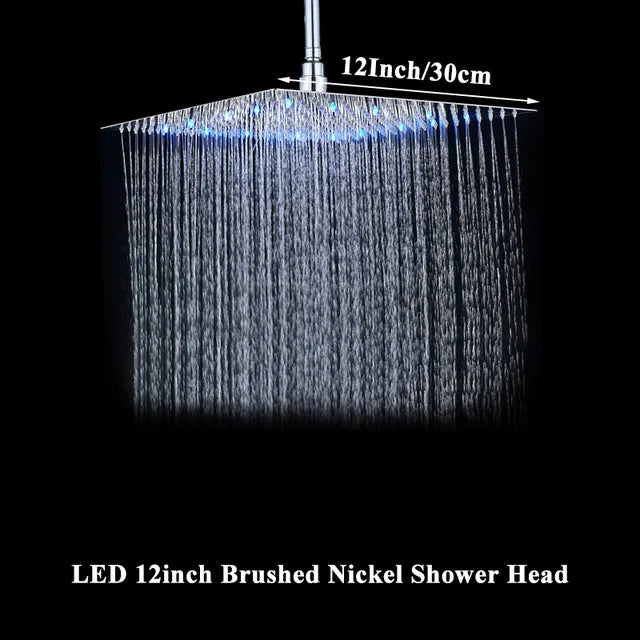 Wanmivezlo LED Rain Shower Head Square Brass Ultra Thin