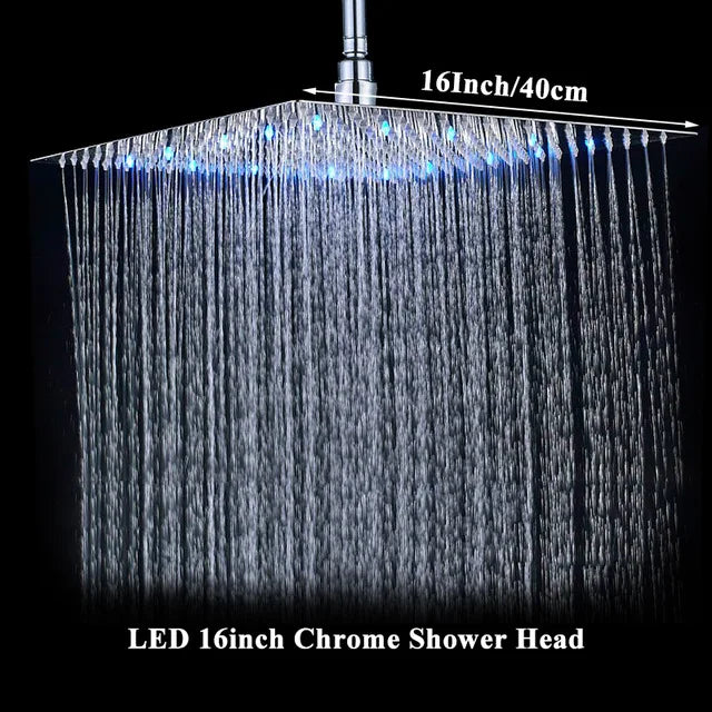 Wanmivezlo LED Rain Shower Head Square Brass Ultra Thin