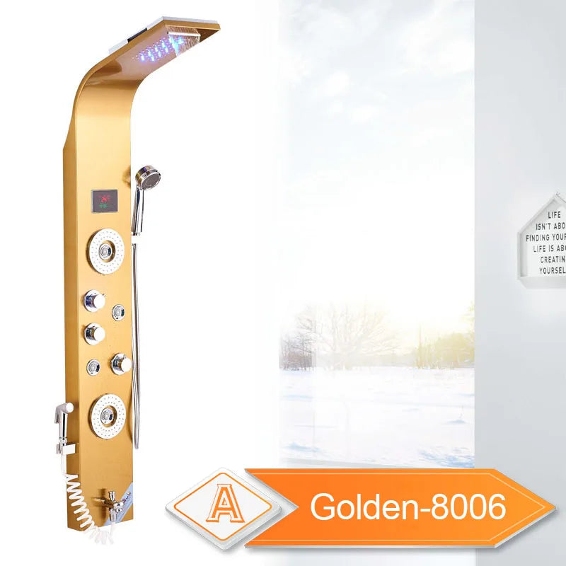Rozin LED Shower Panel System Waterfall Rain Spa Massage