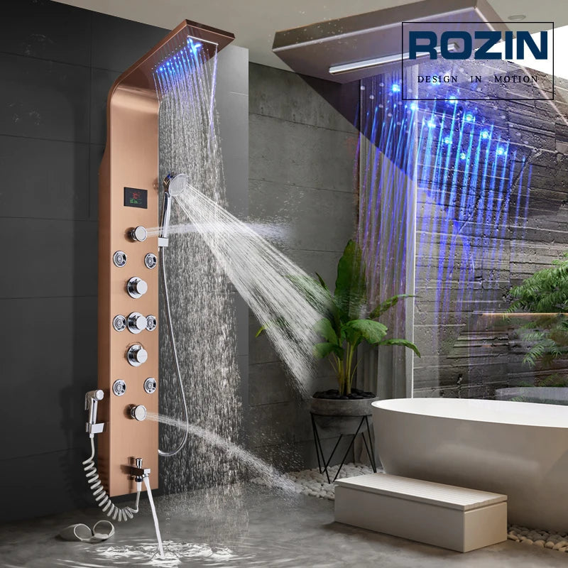 Rozin LED Shower Panel 6 Modes Digital LCD Display