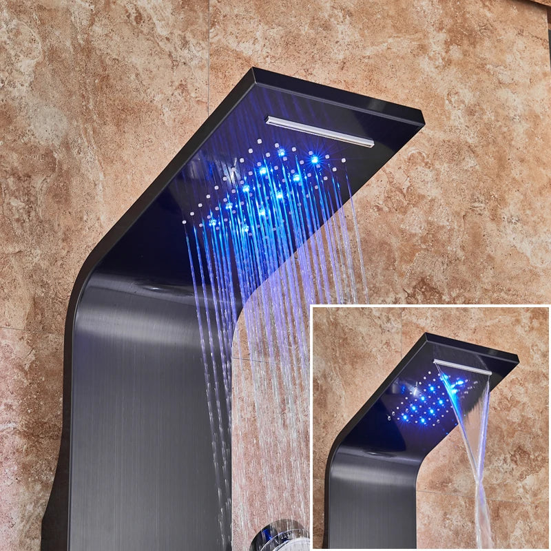 Rozin LED Shower Panel System Waterfall Rain Spa Massage