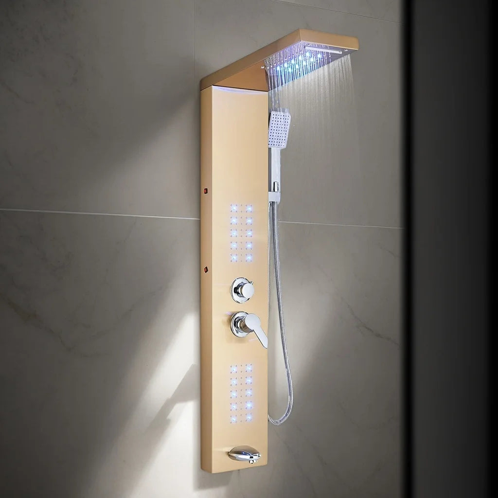 MEKKHALAH Shower Panel System With LED Rainfall Shower Head