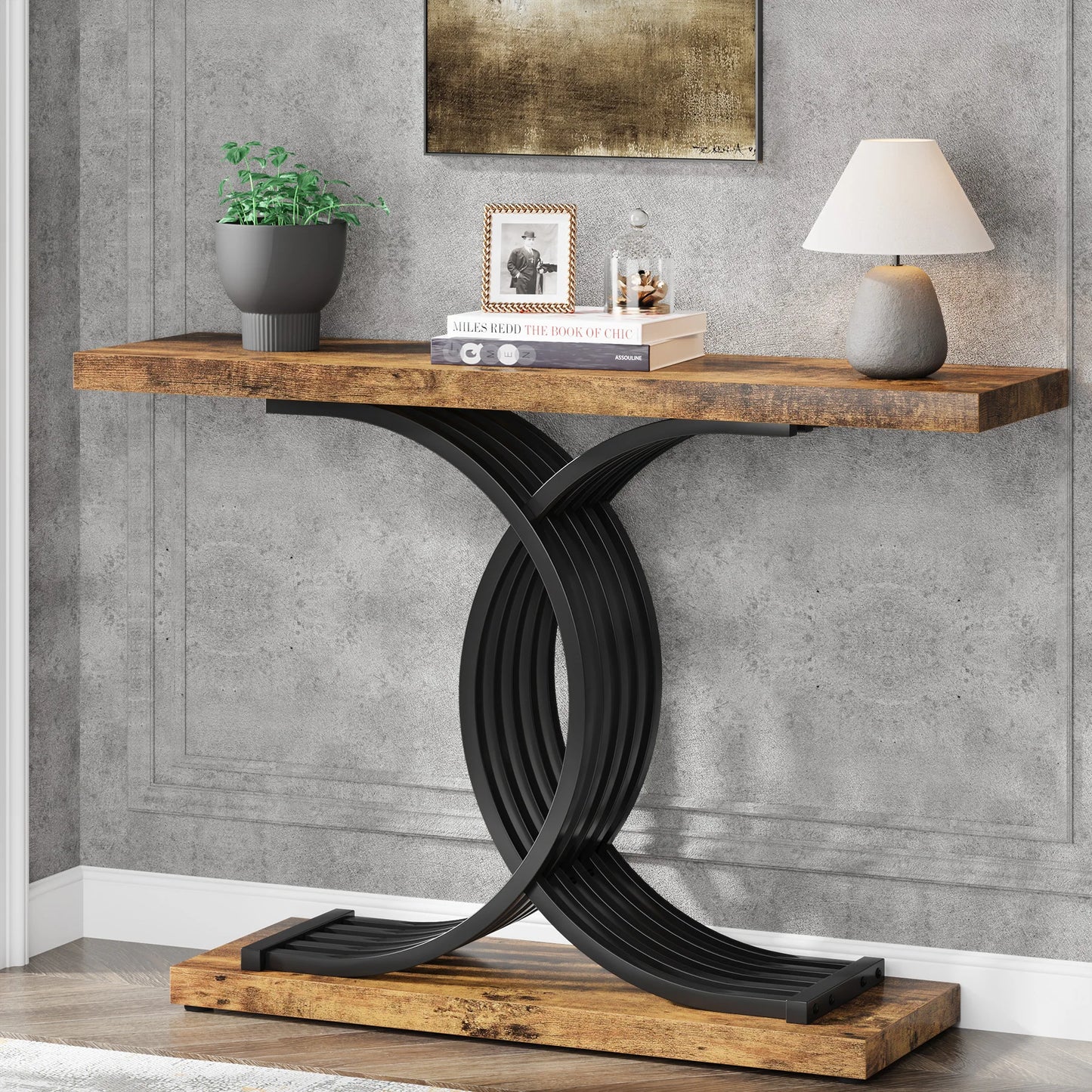 Tribesigns Entryway Table Modern Console Geometric Legs