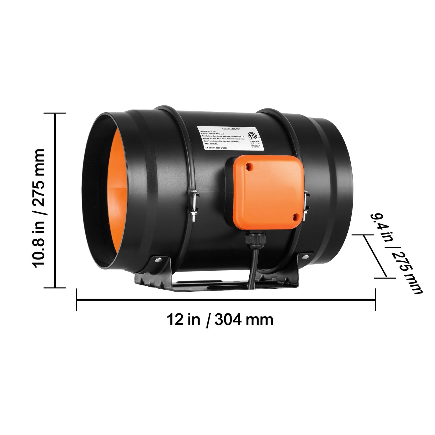 VEVOR Inline Duct Fan With Temperature Humidity Controller
