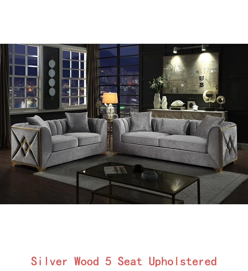 Modern 2-Piece Living Room Set in Silver