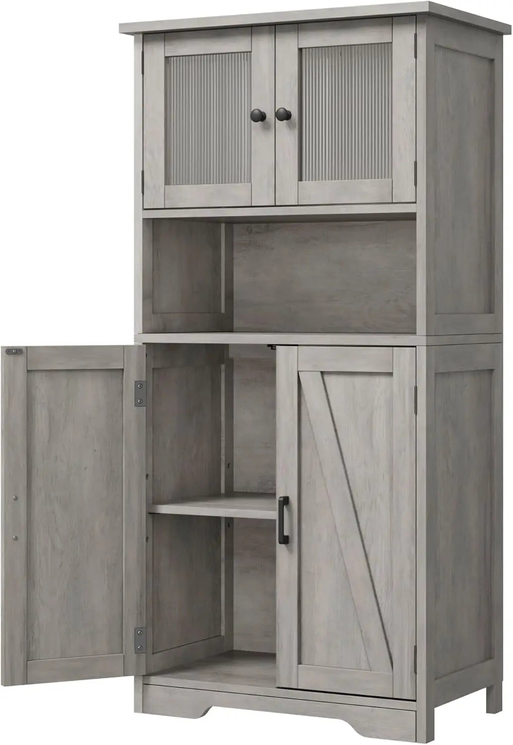 ZUIYU Tall Freestanding Bathroom Cabinet With Glass Doors