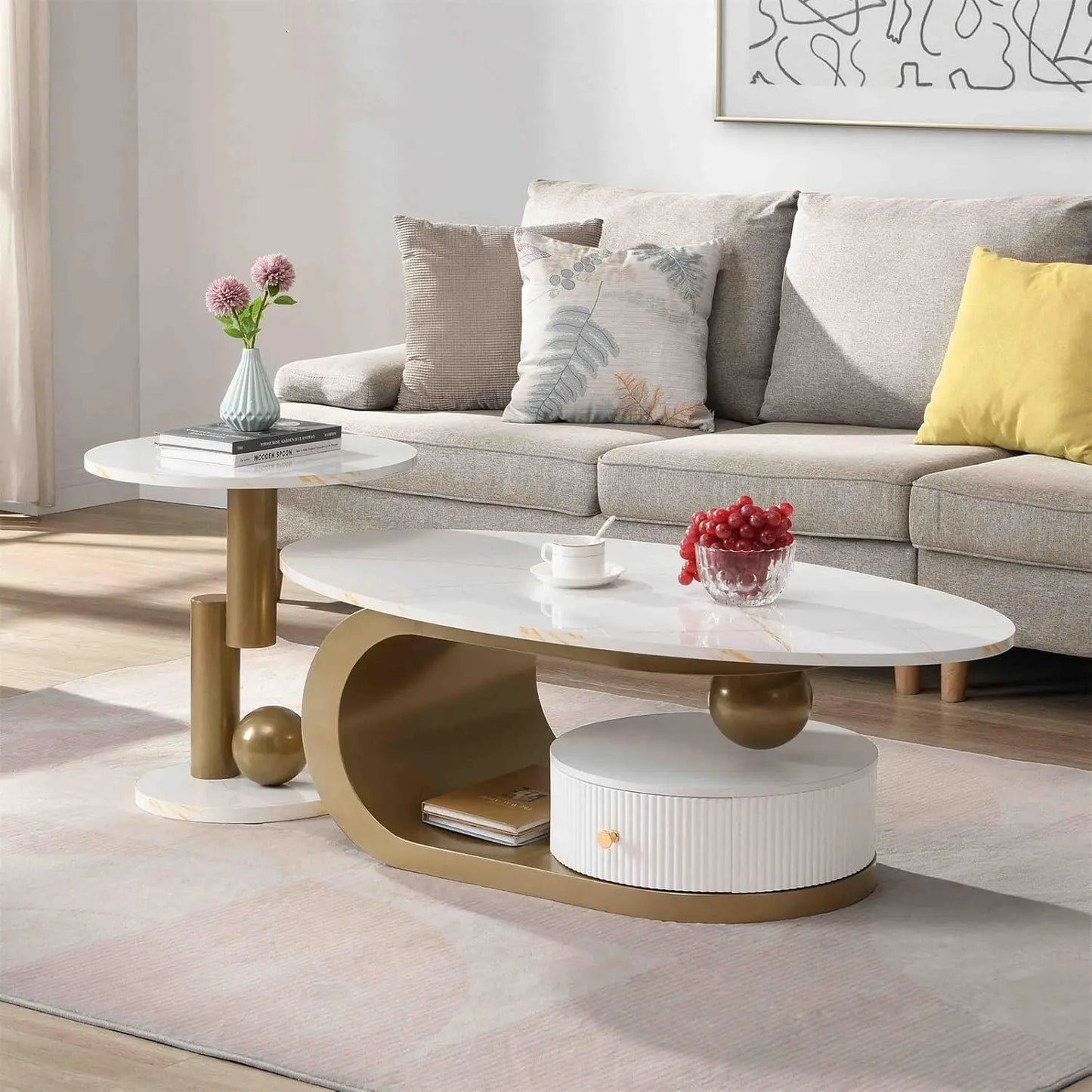 Everyday EssentialsOnline Nest Coffee Table Set Faux Marble