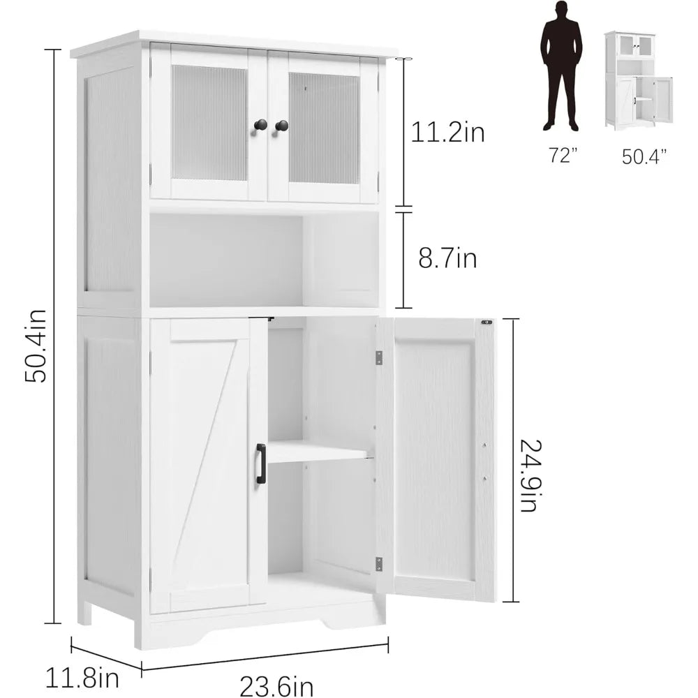 ZUIYU Tall Freestanding Bathroom Cabinet With Glass Doors