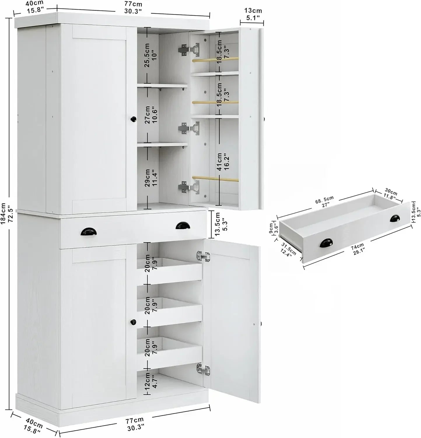 Everyday EssentialsOnline Pantry Cabinet Cupboard Drawer
