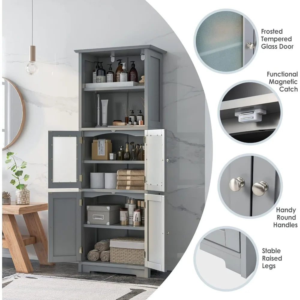 Bathroom Storage Cabinet Pantry With Adjustable Shelves