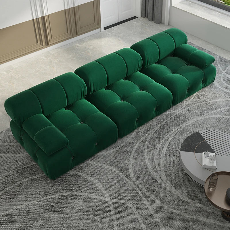 Sdorens Minimalist Modular Sectional Sofa Velvet Three Seats