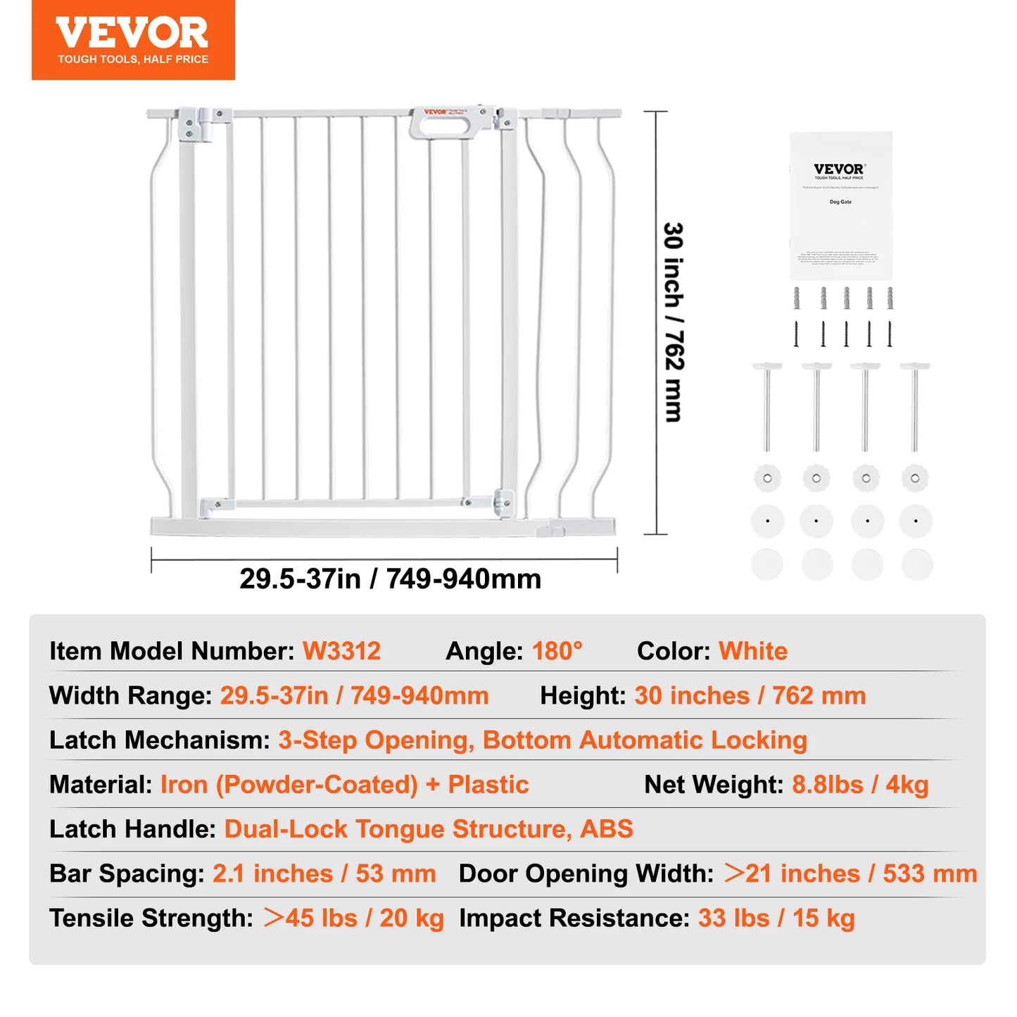SucceBuy Baby Gate Walk Thru Pressure Mount For Doorways