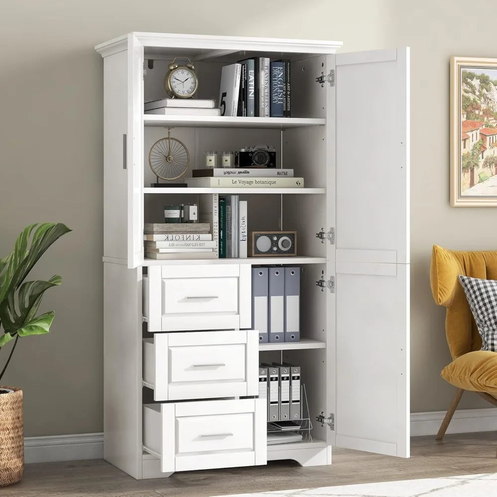 Guangbai Cabinet With Doors And 3 Drawers Storage Organizer
