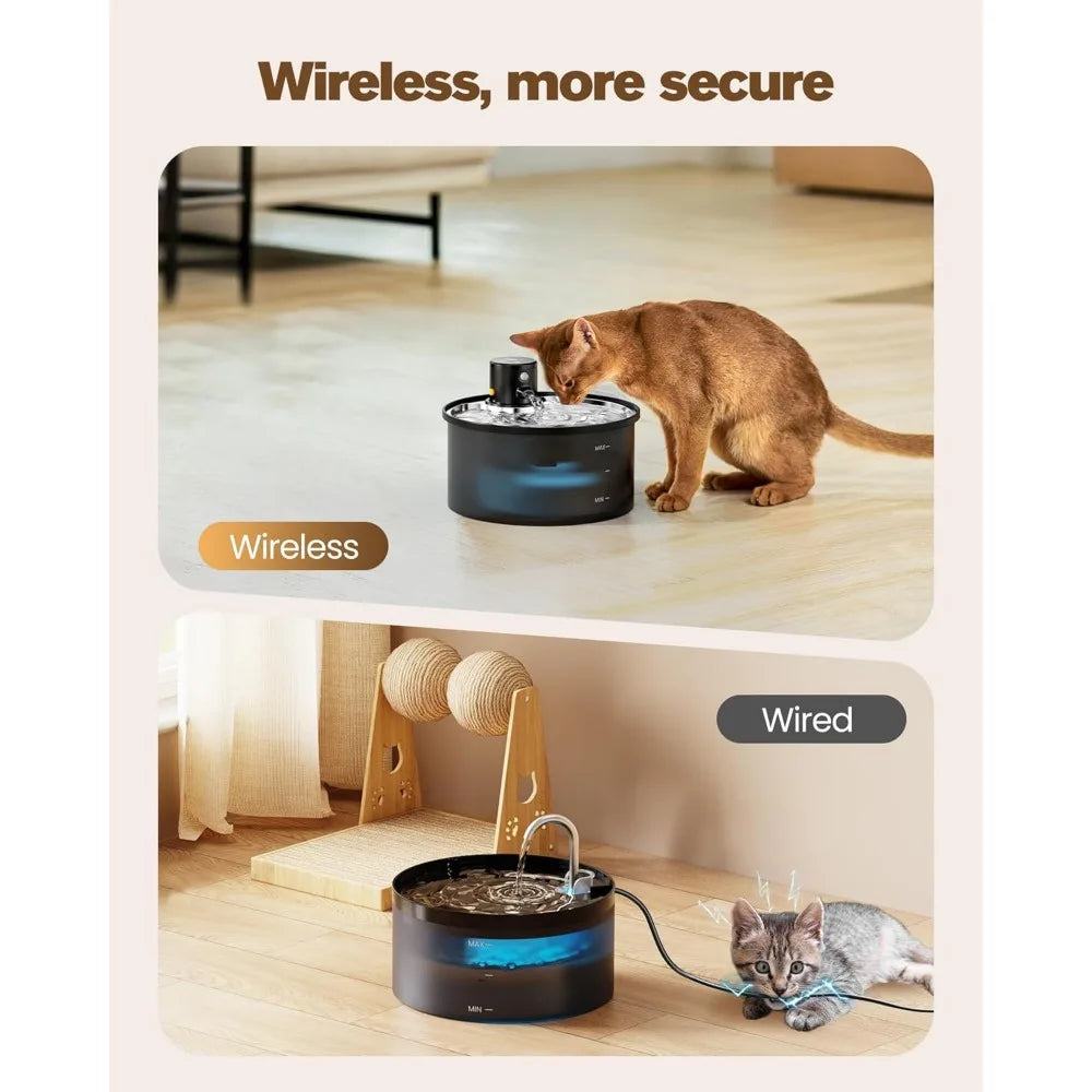 Hign-concerned Wireless Cat Water Fountain Battery Operated