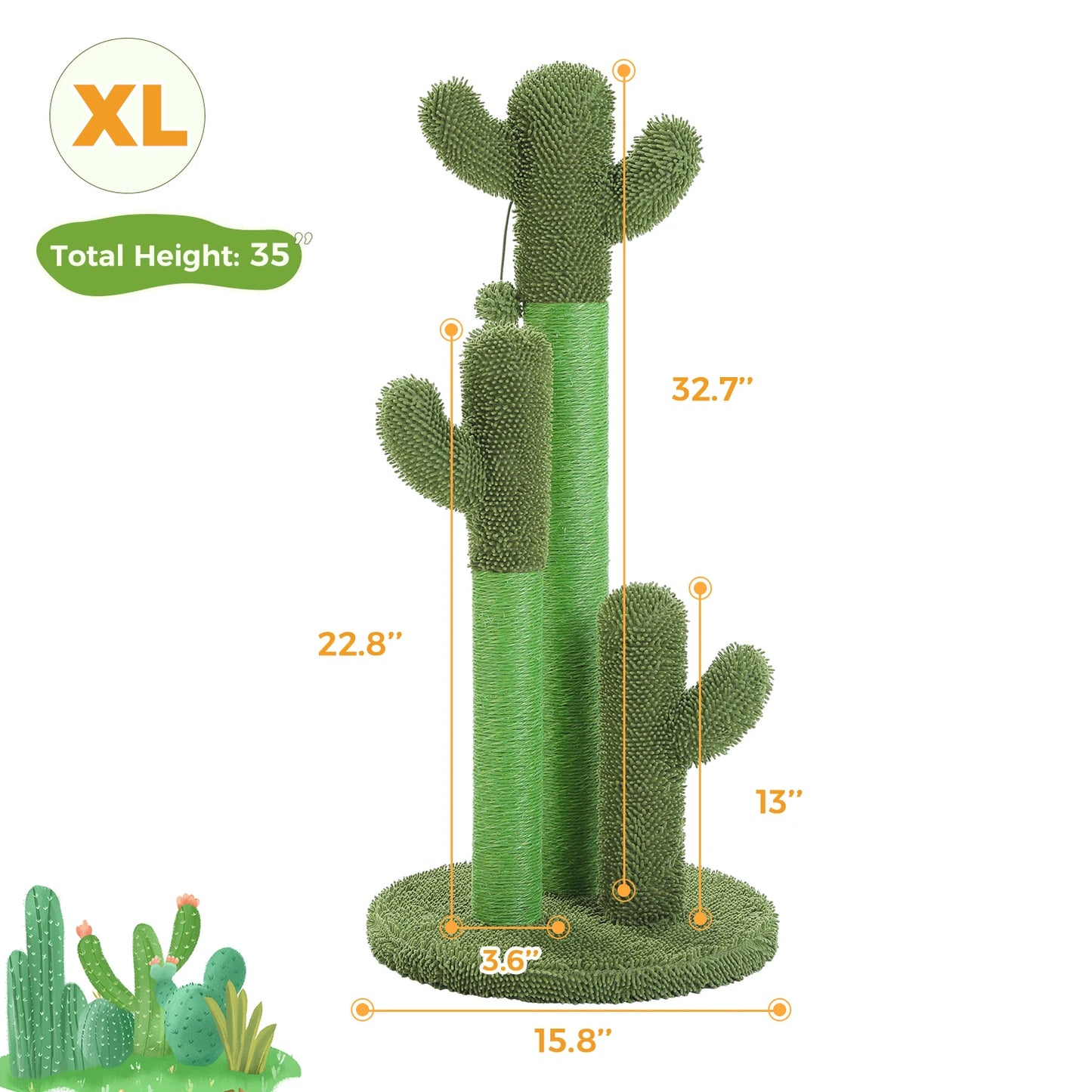PEQULTICN Cactus Cat Tree With Condo Hammock Dangling Ball