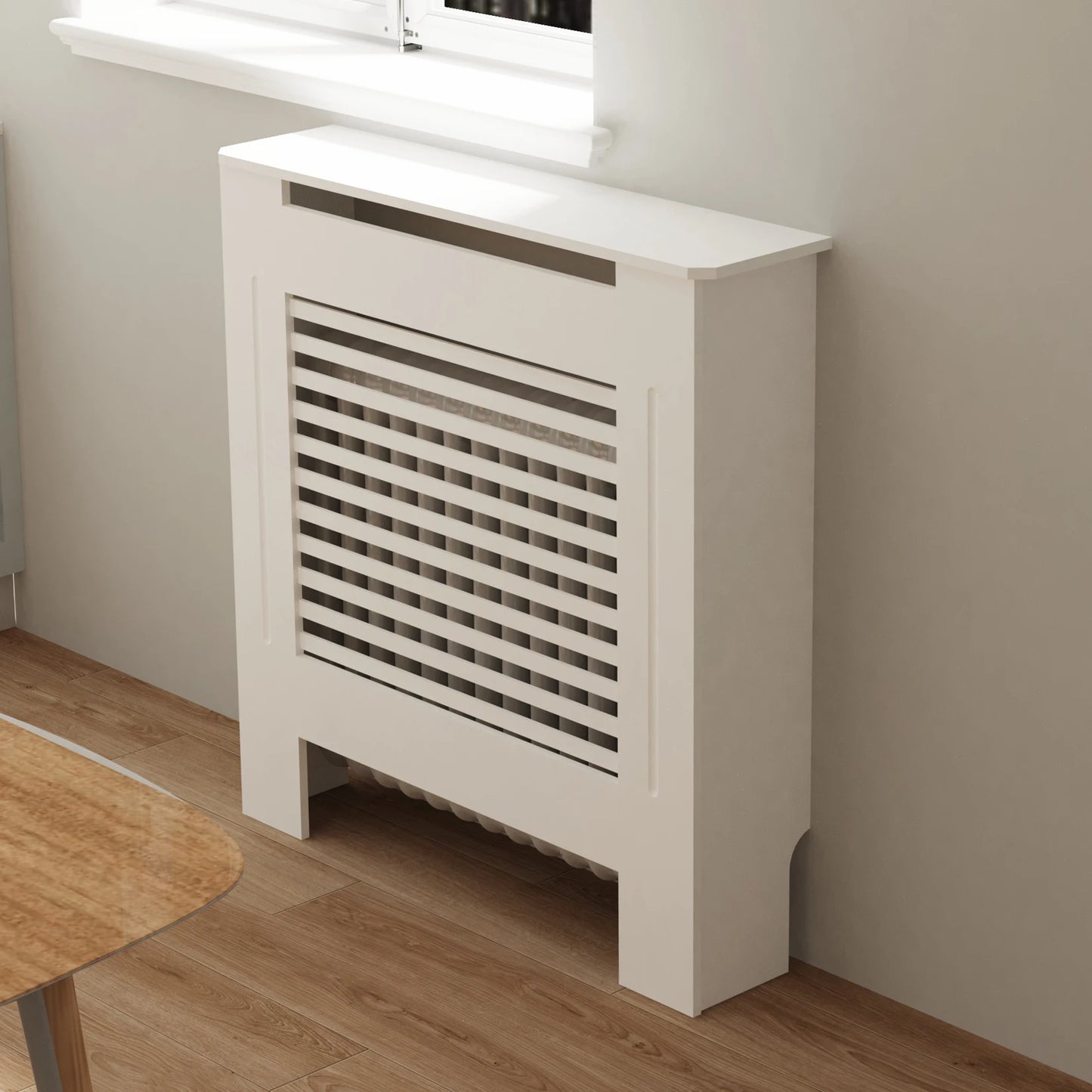Wisfor Wood Radiator Cover Cabinet Modern Slat Heater Shelf