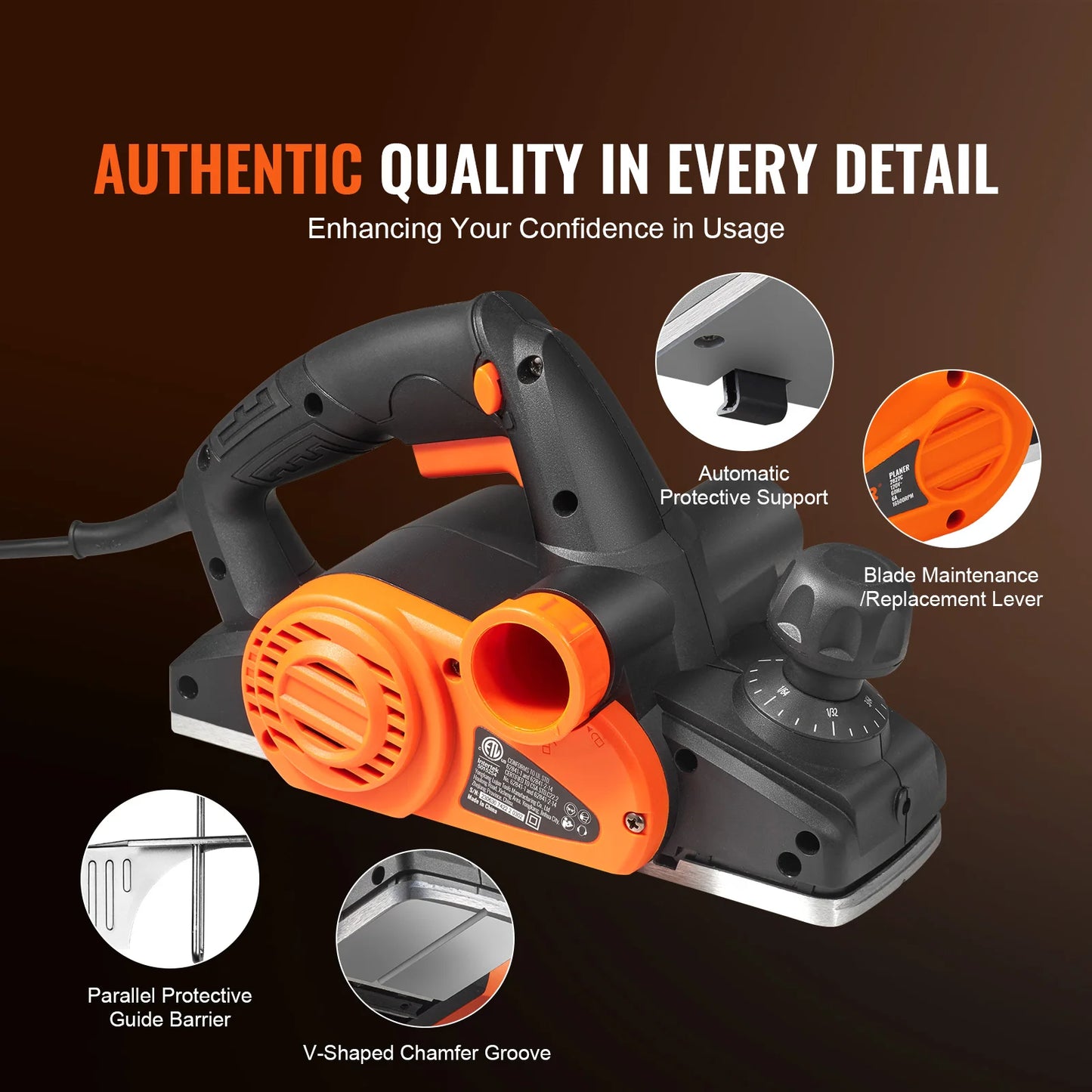 SucceBuy Electric Hand Planer Corded Woodworking Tool