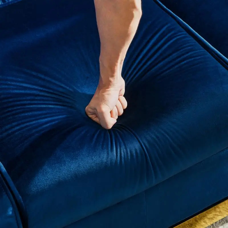 Sichuan Velvet Chesterfield Sofa Set With Gold Accents