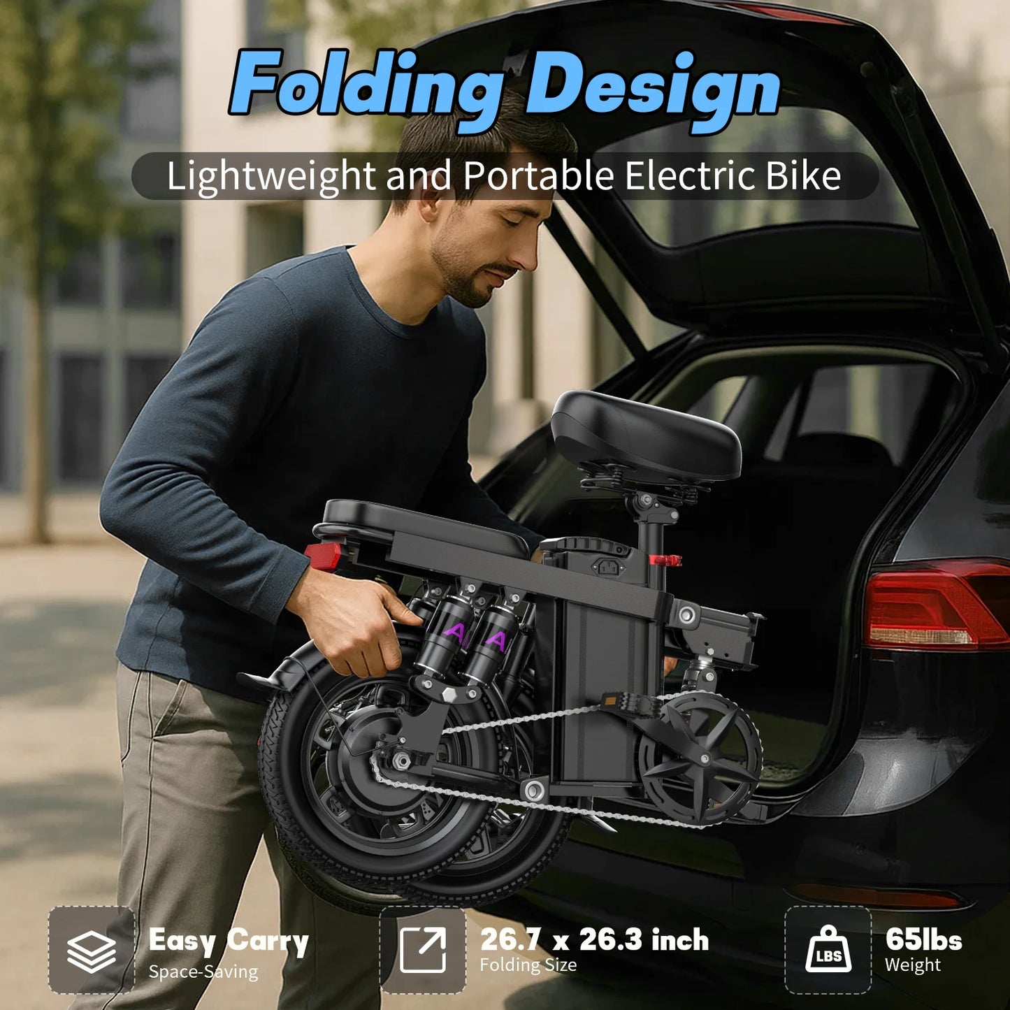 Everyday EssentialsOnline Folding Electric Bike 750W Battery