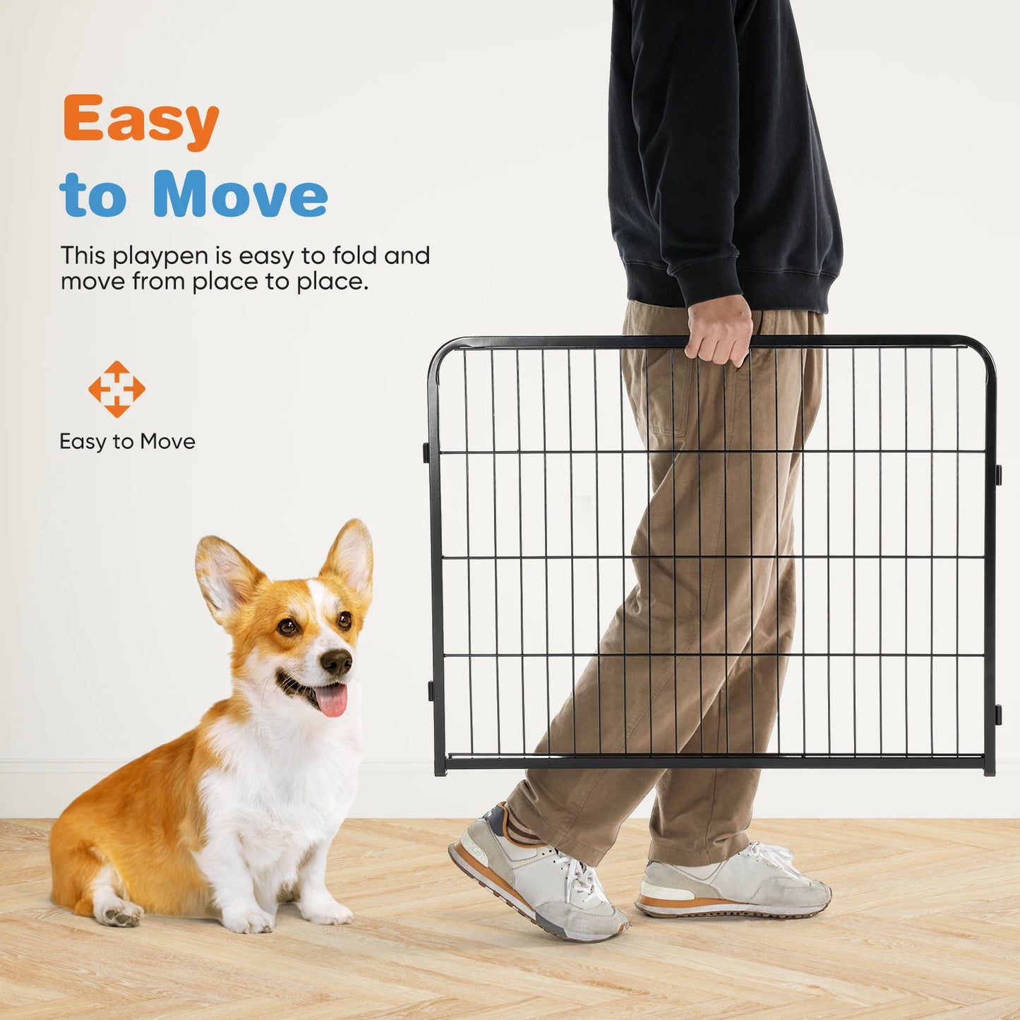 JHK Heavy Duty Dog Playpen Metal Fence With Doors Indoor