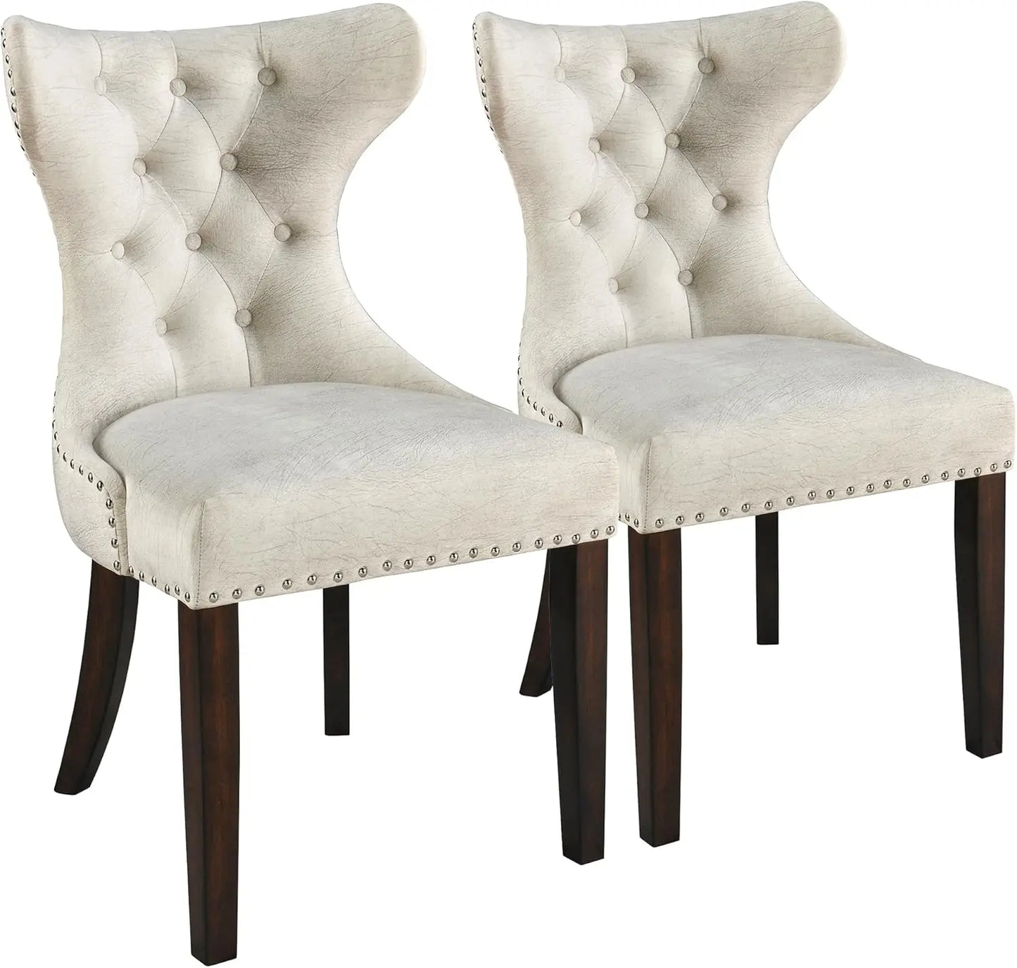 GUANGBAI Set Of 2 Upholstered Faux Leather Dining Chairs