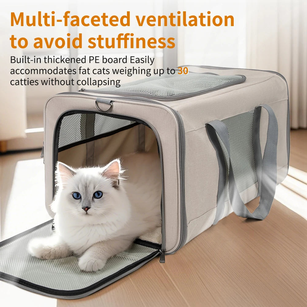 Cat Transport Carrier With Wheels And Safety Belts Travel