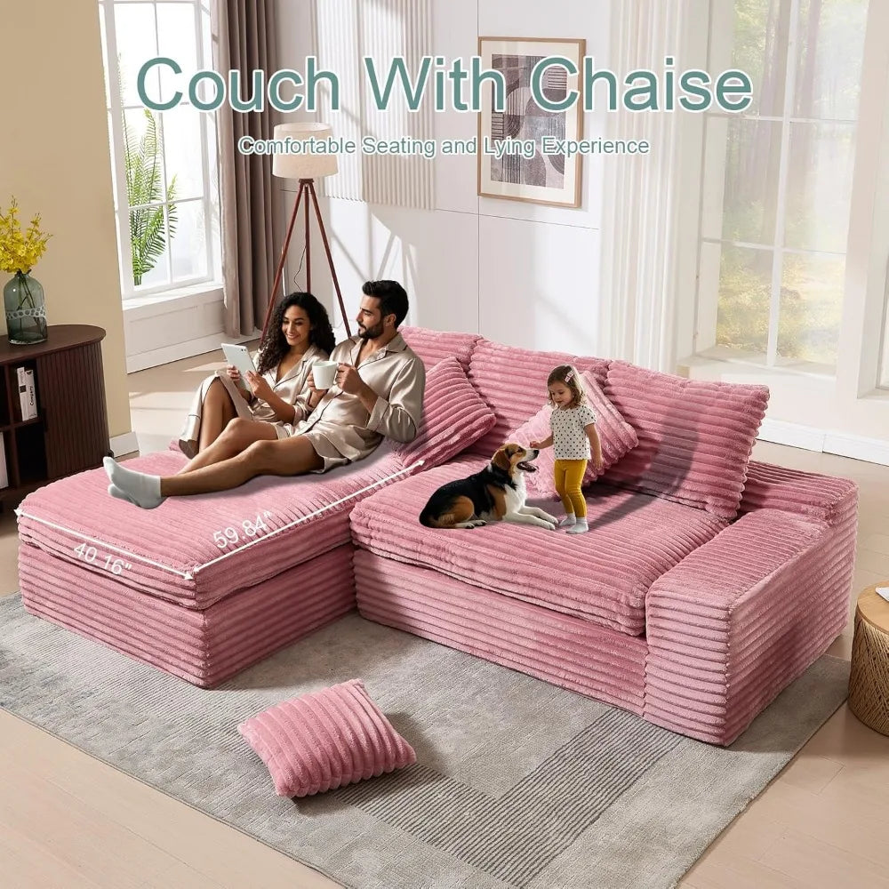 Cloud Inspired Sectional Sofa With L Shaped Chaise Lounge