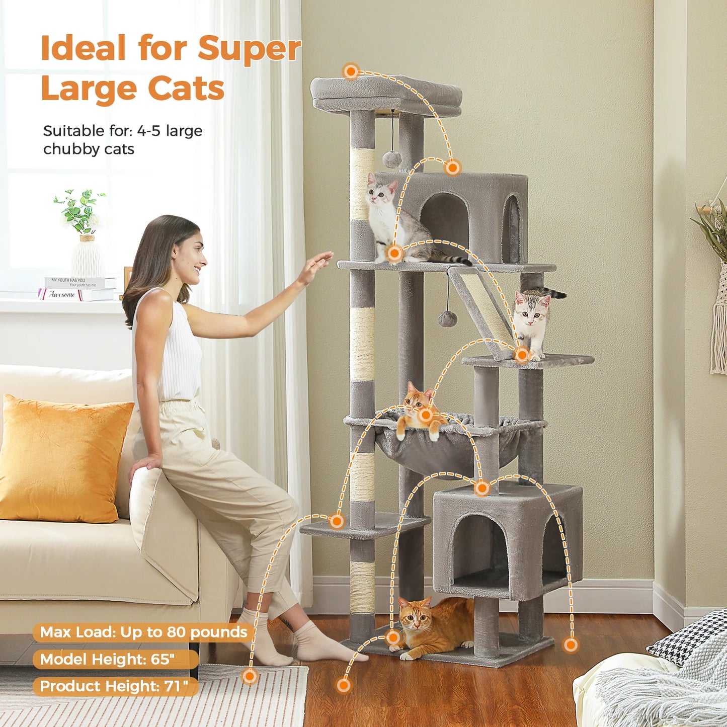 Speedy Pet Cat Tree Tower With Scratching Post Perch