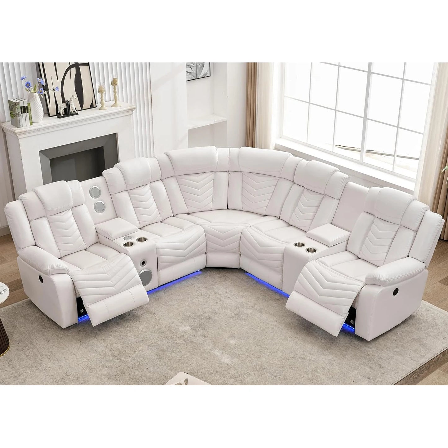 Todrani Electric Power Recliner Sectional Sofa Speakers