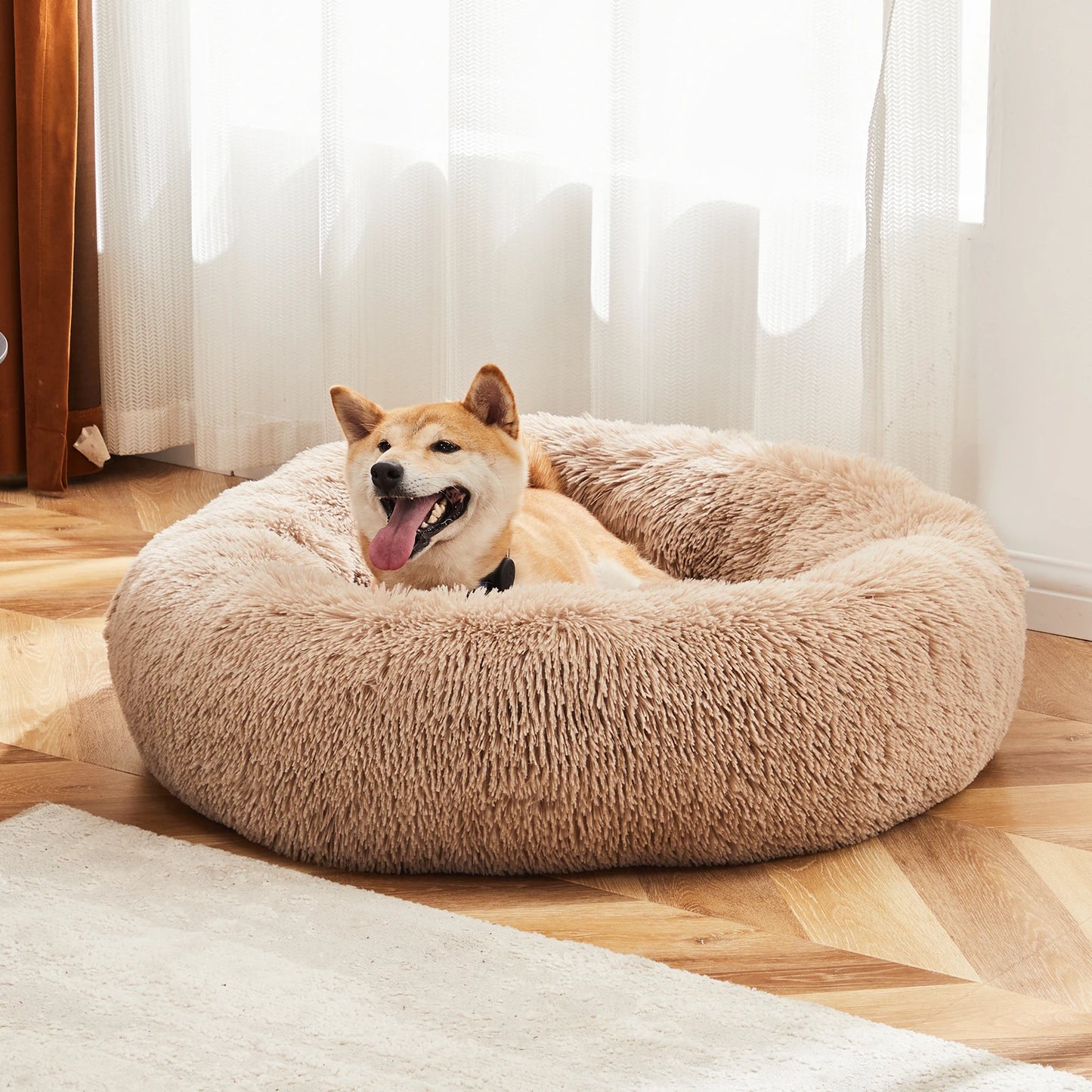 JHK Calming Anti Slip Plush Dog Bed For Pets Washable