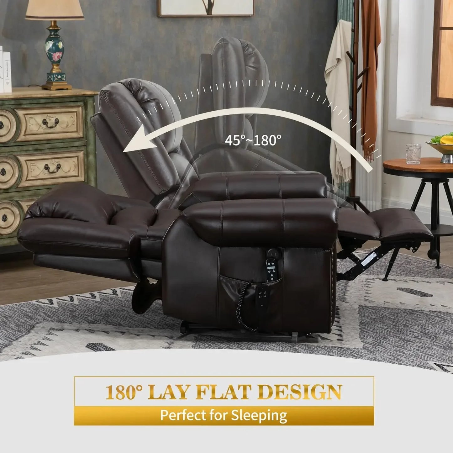 XMSJ Dual Motor Power Lift Chair With Massage Heat Remote