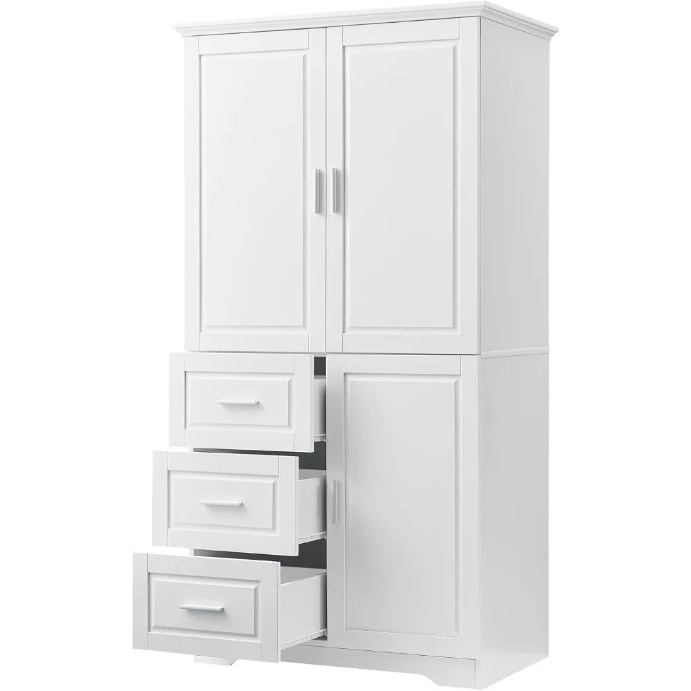 Guangbai Cabinet With Doors And 3 Drawers Storage Organizer
