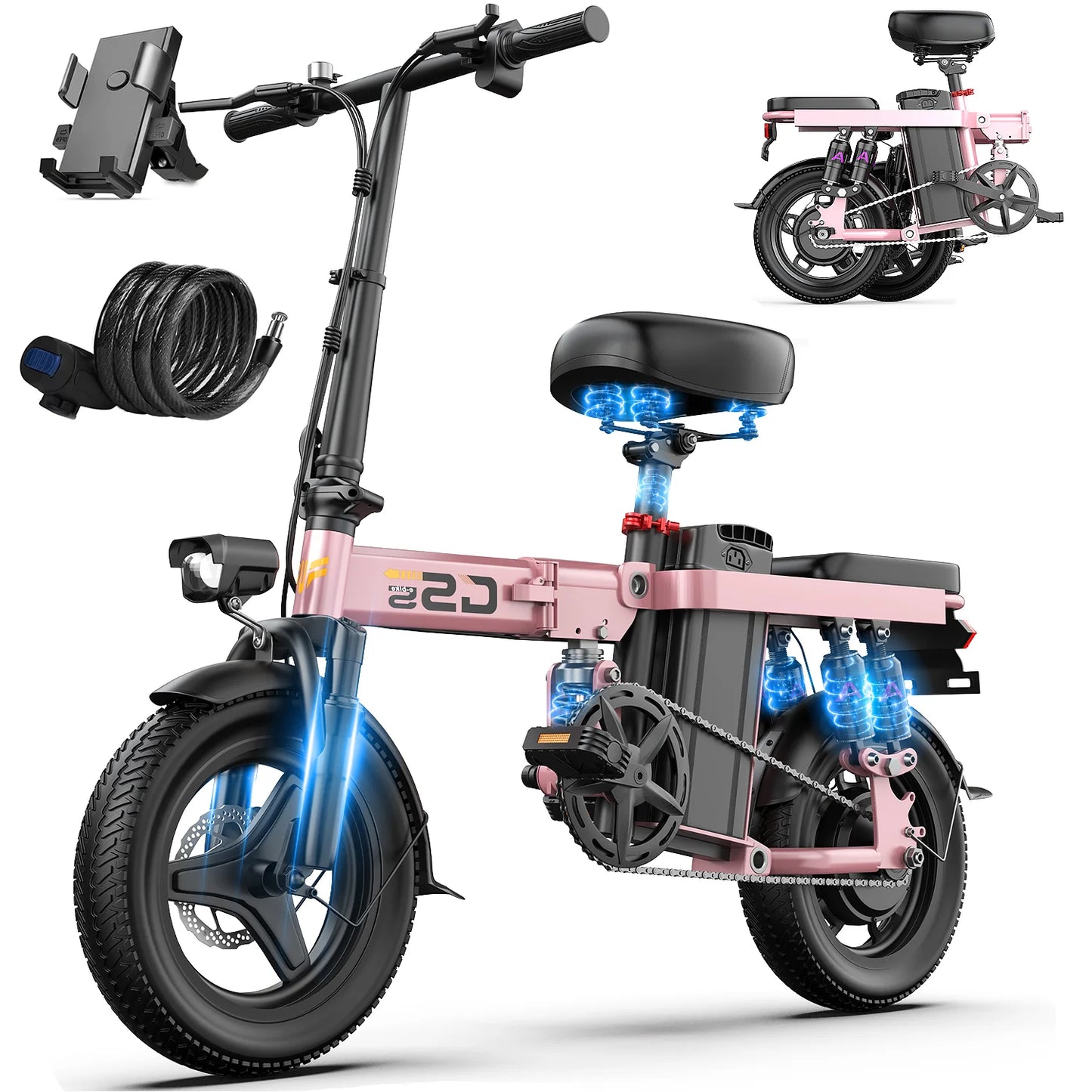Everyday EssentialsOnline Folding Electric Bike 750W Battery