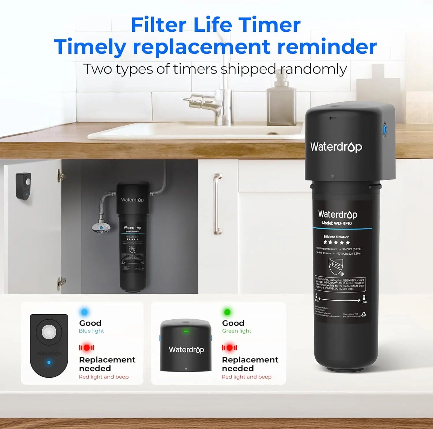 Waterdrop 10UA Under Sink Water Filter PFAS PFOA Lead PFOS