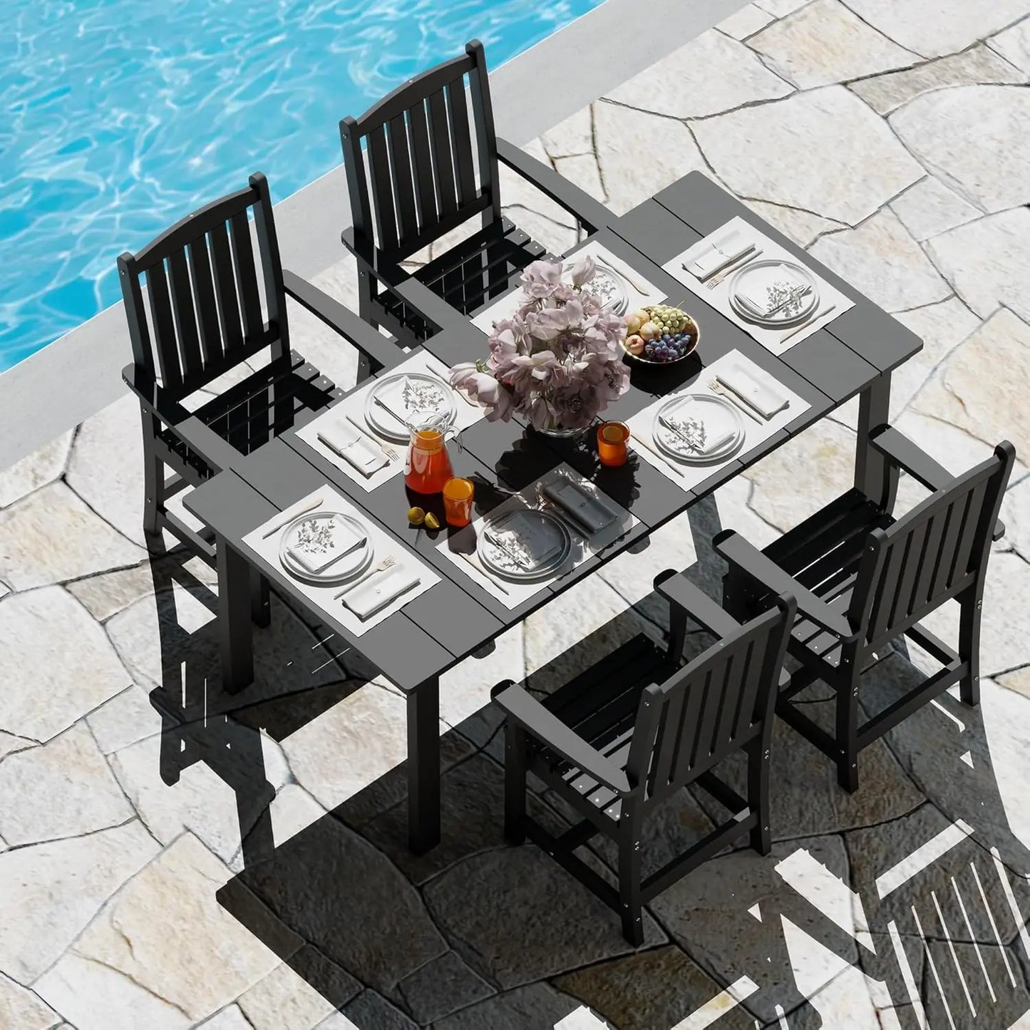 ANGDUO Outdoor Dining Table Set With Umbrella Hole Modern