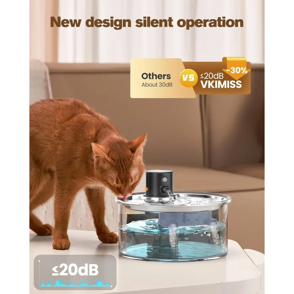 Hign-concerned Wireless Cat Water Fountain Battery Operated