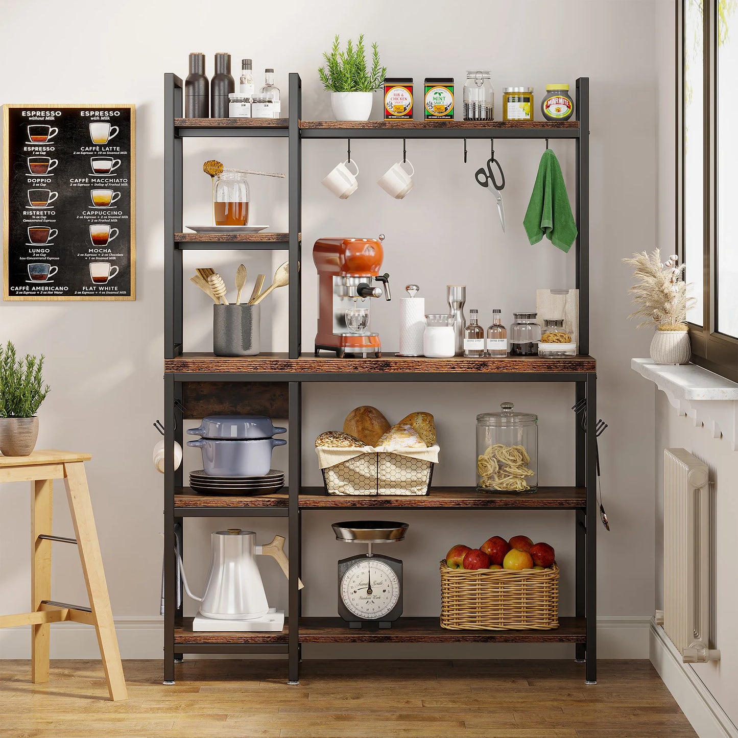 Tribesigns Kitchen Bakers Rack With Storage Shelves