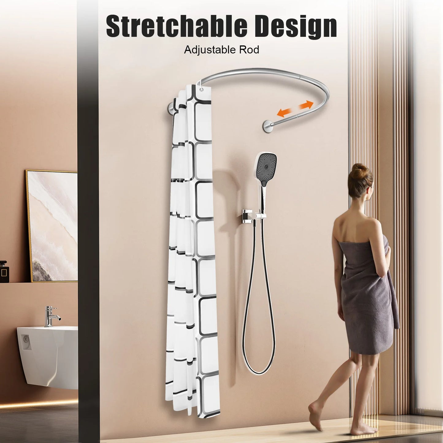 Craft of Weaving Stainless Curved Corner Shower Curtain Rod