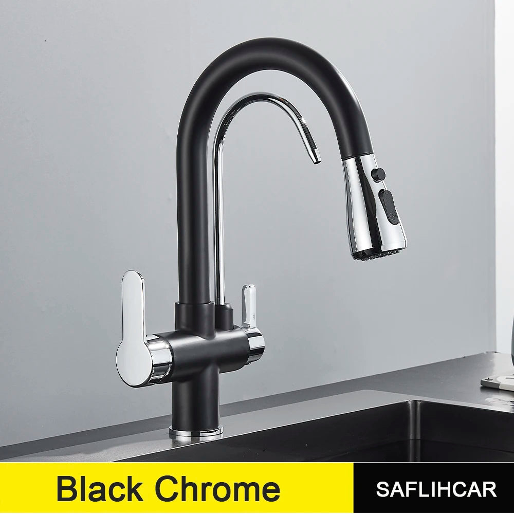 SAFLIHCAR Pull Out Water Faucet Spout Dual Modes Kitchen