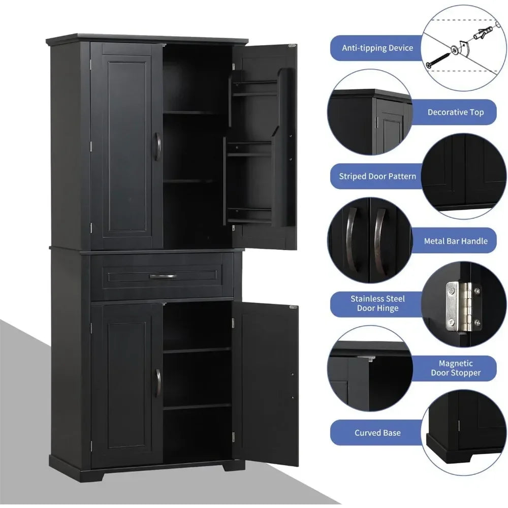 Guangbai Bathroom Storage Cabinet With 4 Doors Freestanding
