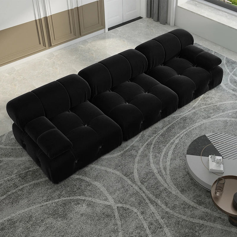 Sdorens Minimalist Modular Sectional Sofa Velvet Three Seats