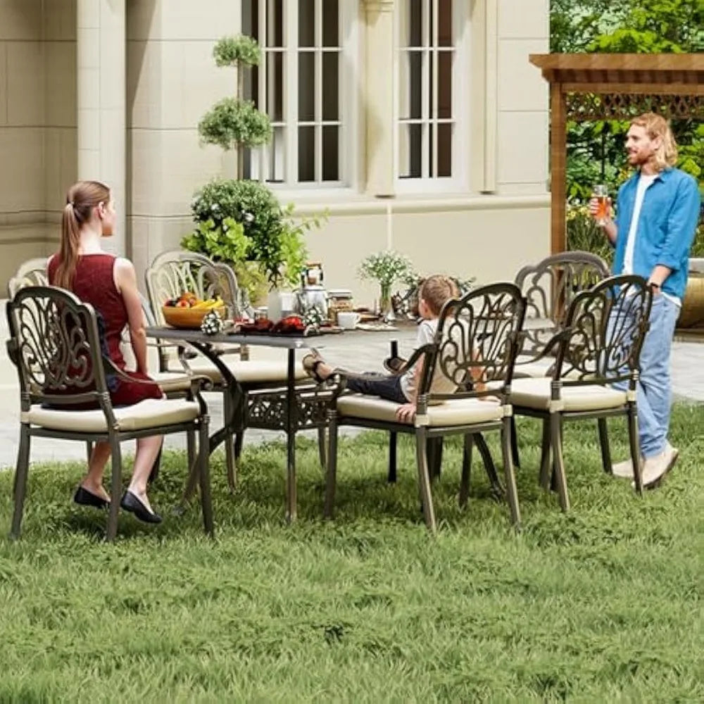 Angduo Retro Outdoor Dining Table Set With Six Chairs