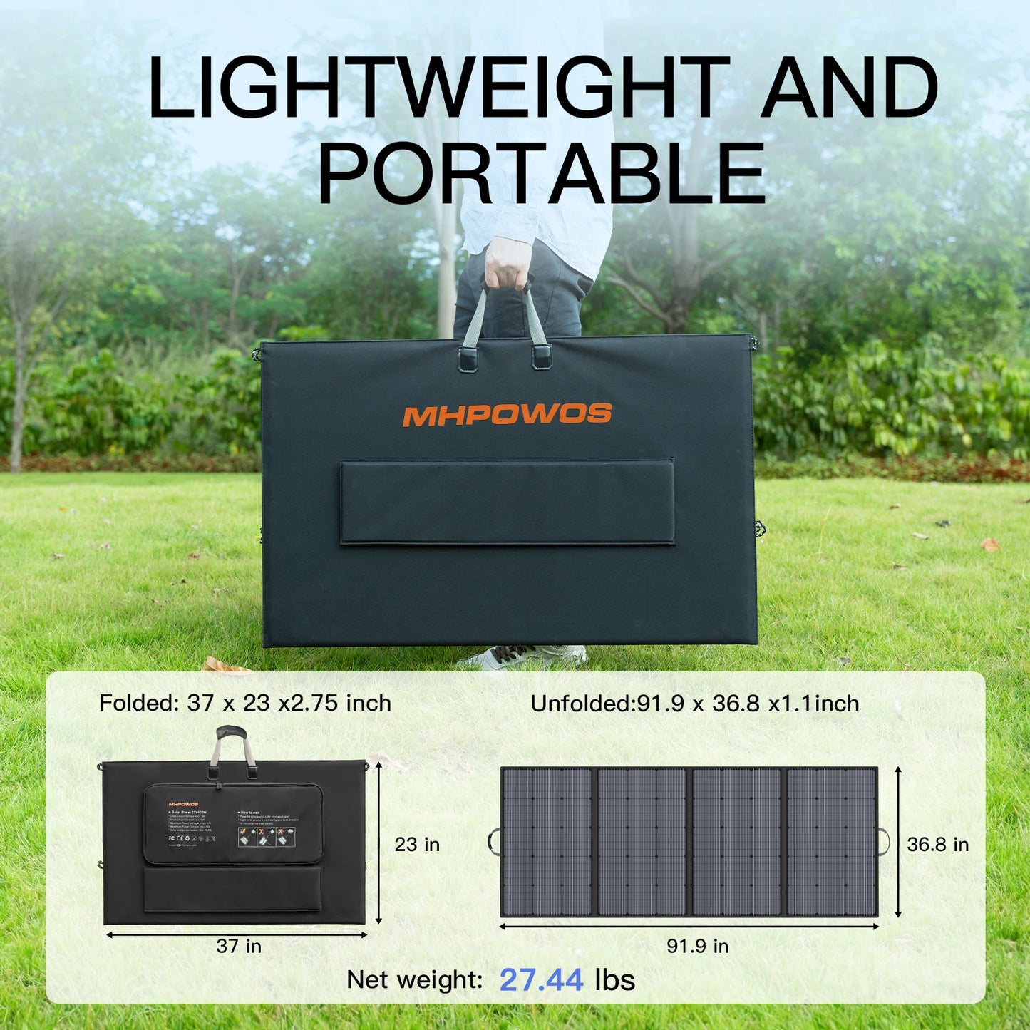 MHPOWOS Foldable Solar Panel 400W Charger For Stations