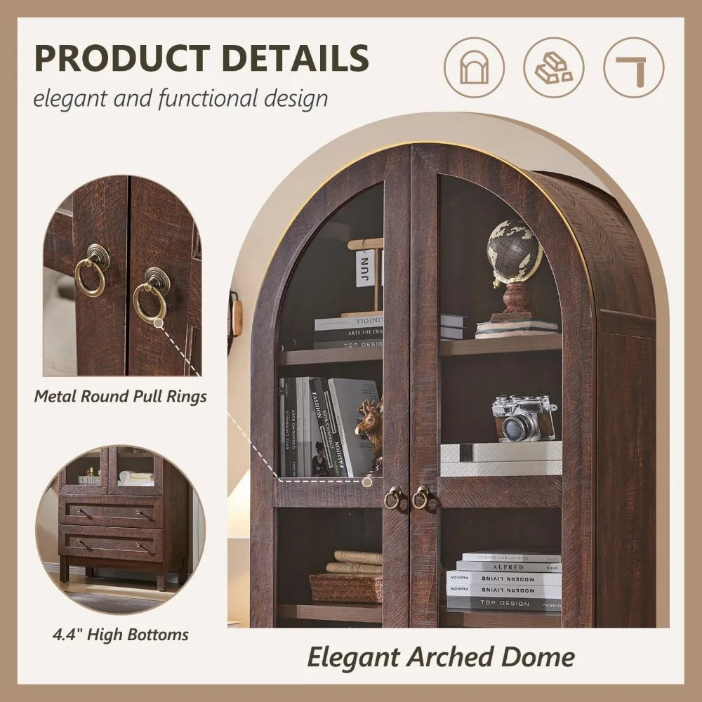 ANGDUO Arched Bathroom Cabinet 4 Tier Storage With Drawers