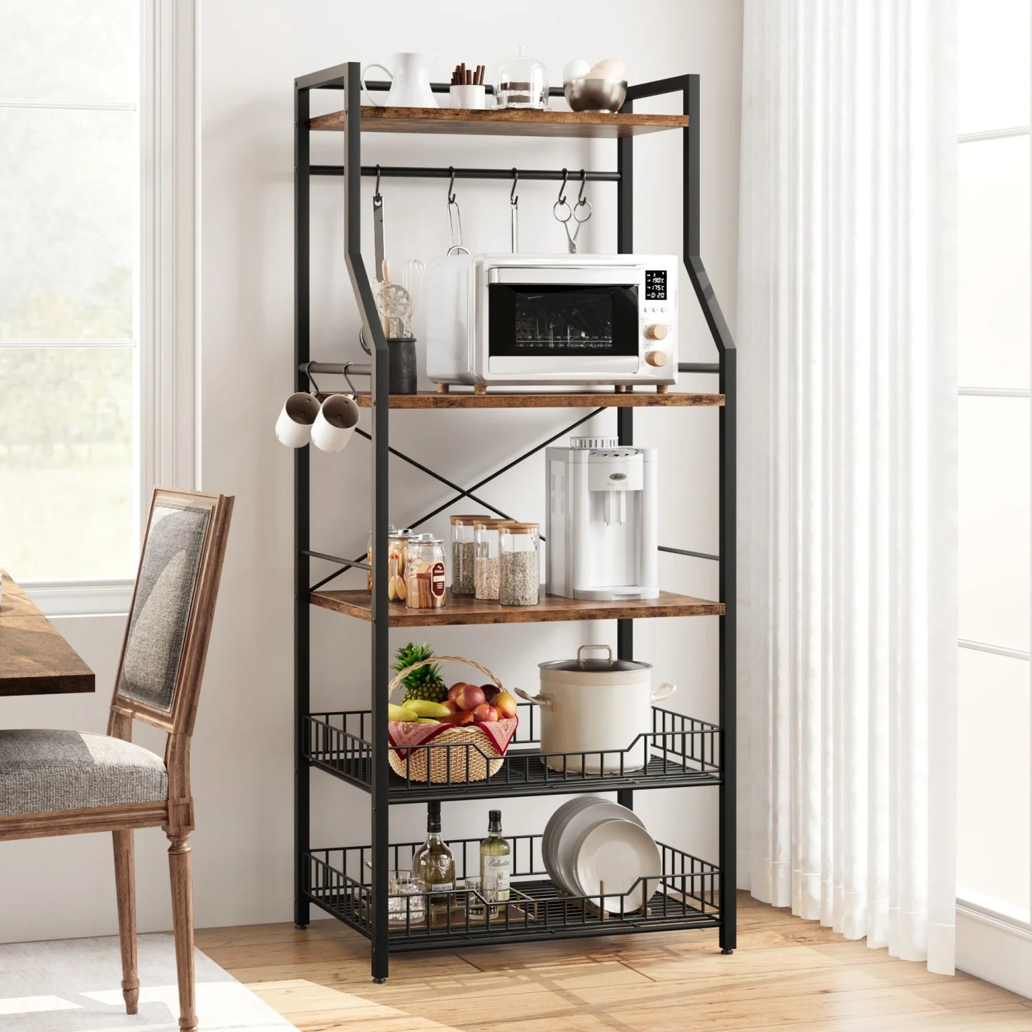 HiMISS Industrial Kitchen Bakers Rack Microwave Oven Stand