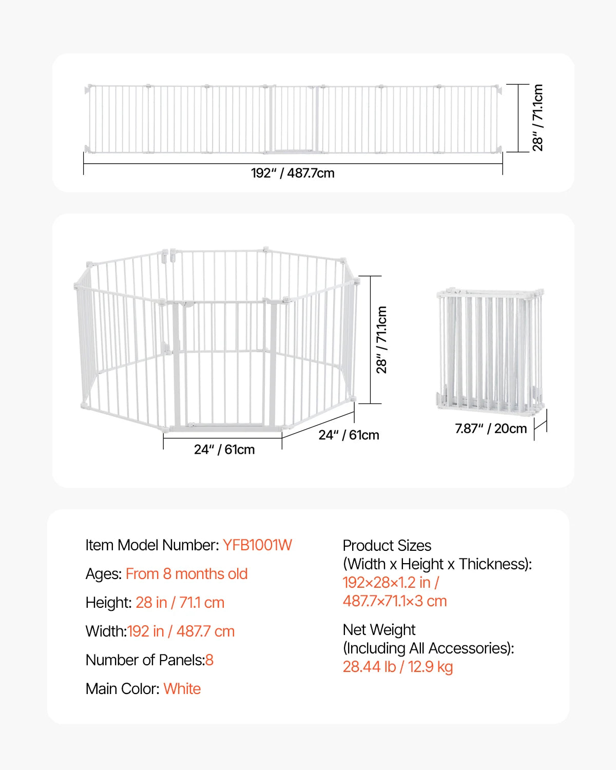 SucceBuy Baby Gate Walk Thru Pressure Mount For Doorways