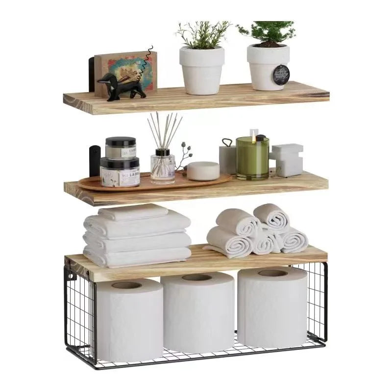 Hign-concerned Triple Tier Wall Mounted Floating Shelves